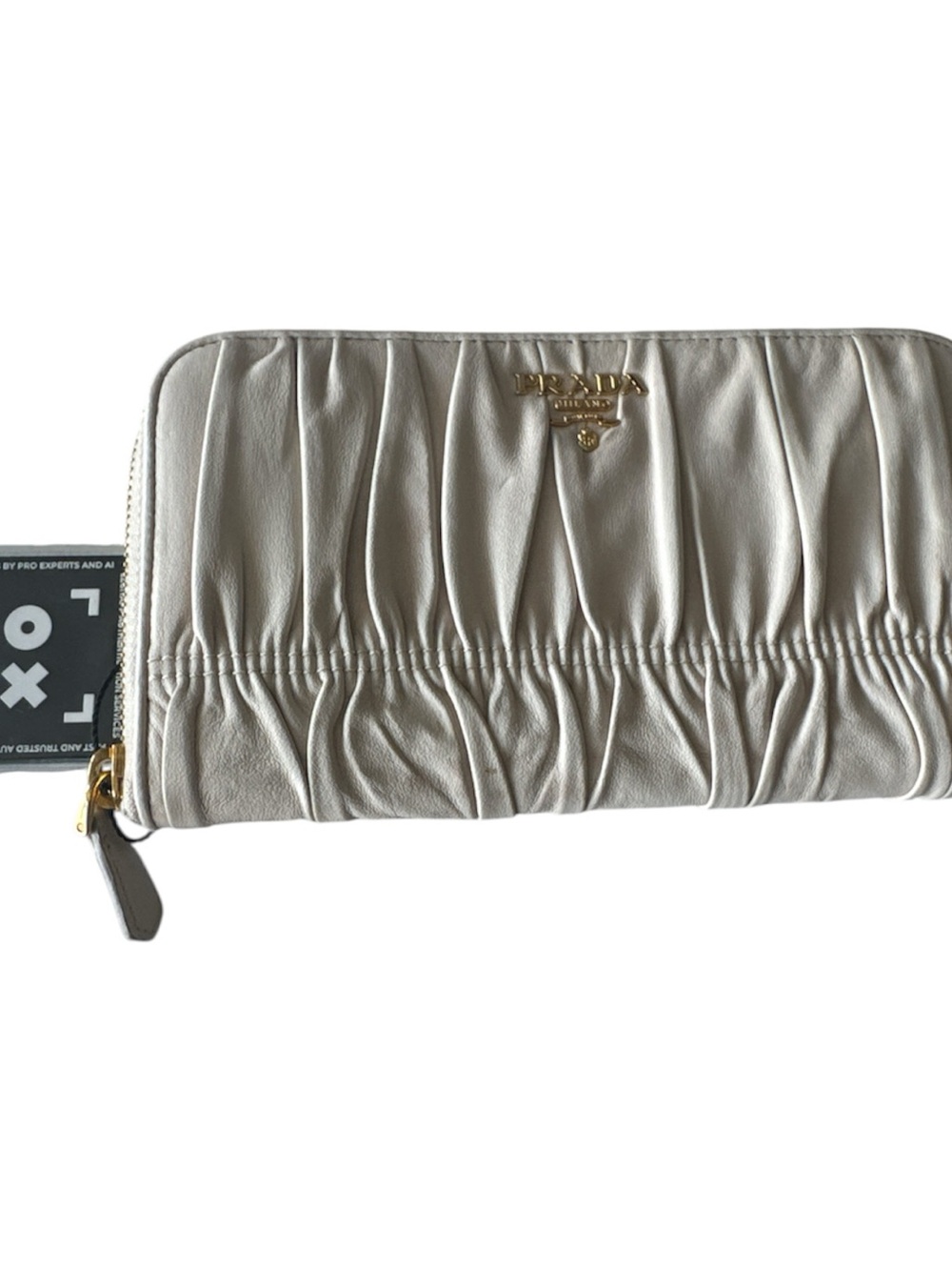Vintage Prada cream Nappa Gaufre Zip Wallet